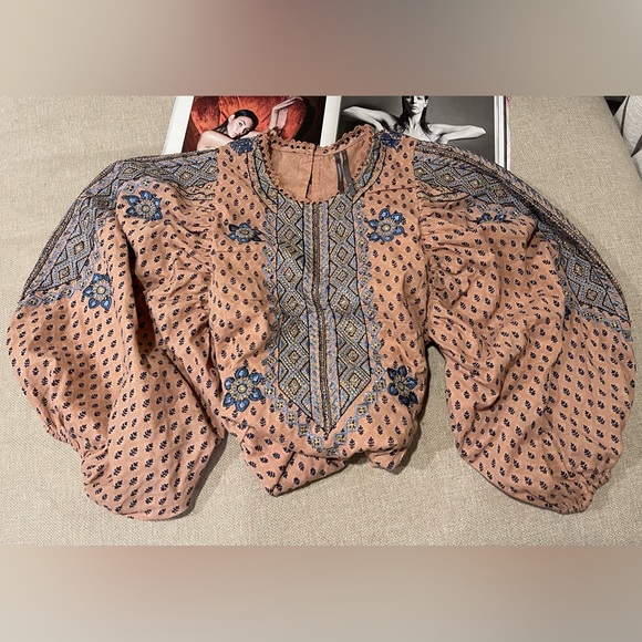 Anthropologie 100% Cotton Embroidered Tunic Mini Dress In Peach Size M - Picture 16 of 16